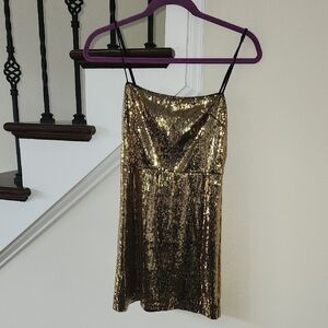 Urban Outfitters gold sequin dress size small